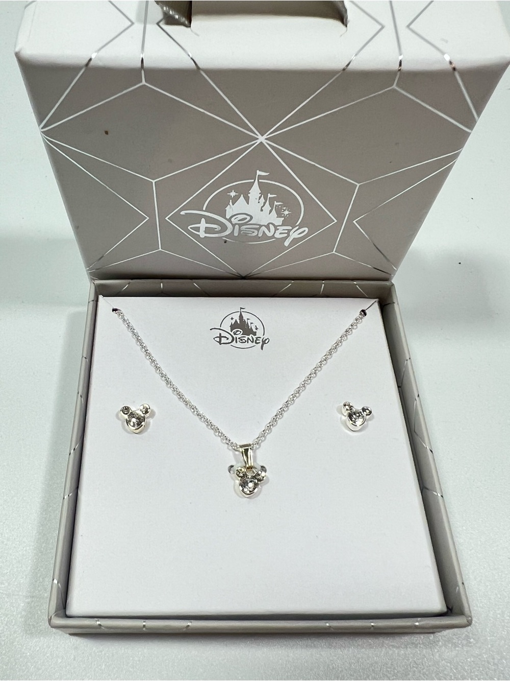 Disney Mickey Mouse Crystal Earring and Necklace Set - Gift Box - Official